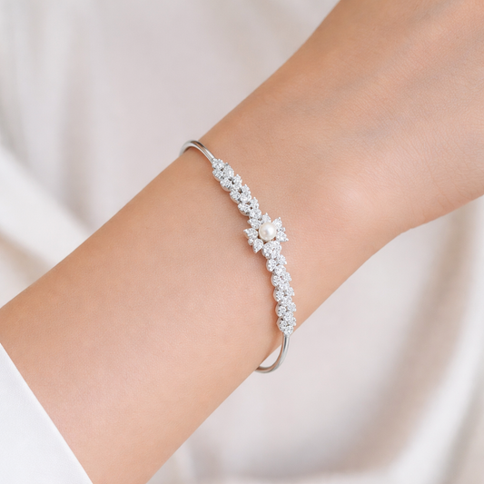 Ethereal Pearl Petal Open Cuff