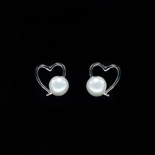 Delicate Pearl Heart Studs