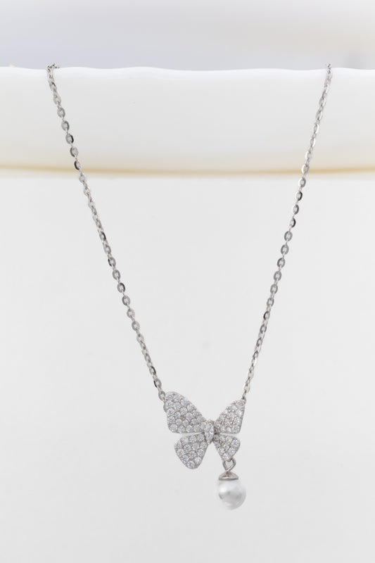 PearlFlutter Charm Butterfly Necklace
