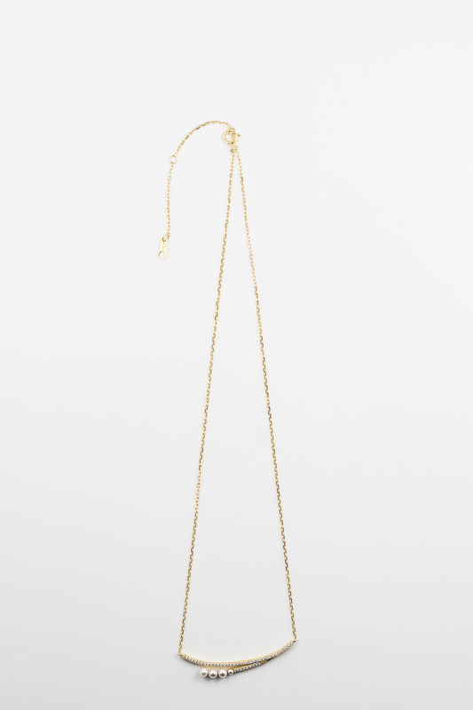 Golden Smile Pearl & Crystal Necklace