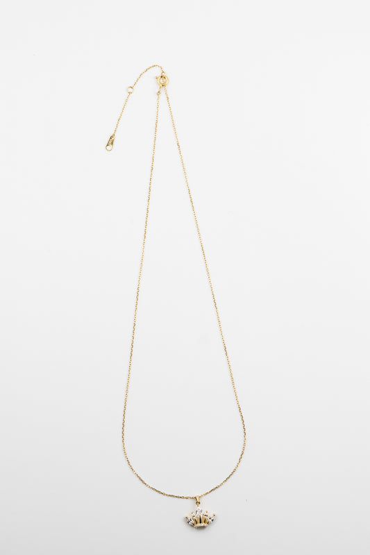 Crown Kiss Gold Pendant Necklace