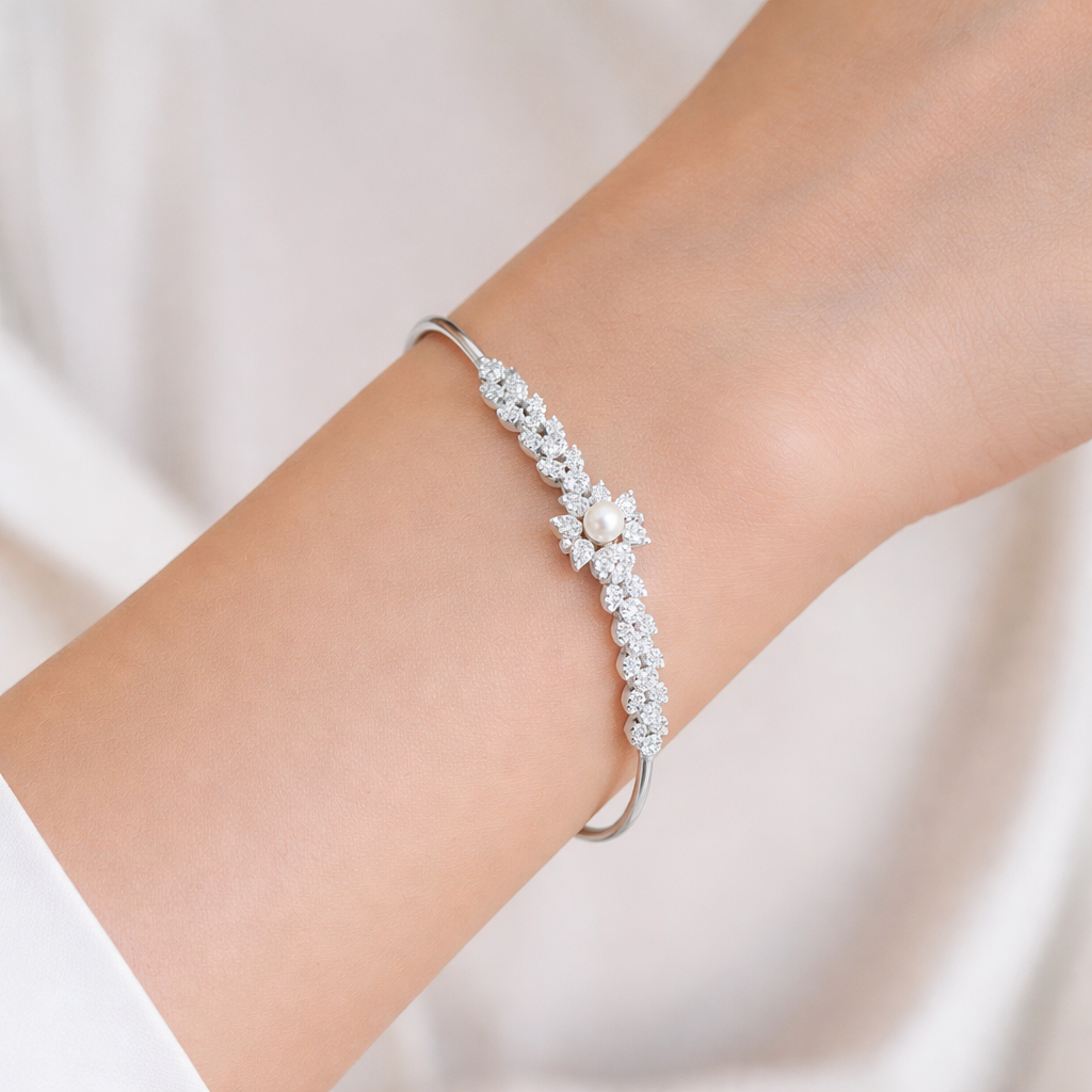 Ethereal Pearl Petal Open Cuff
