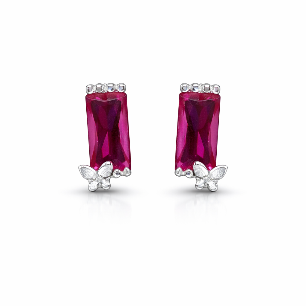 Rose Ruby Charm Studs