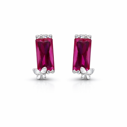 Rose Ruby Charm Studs