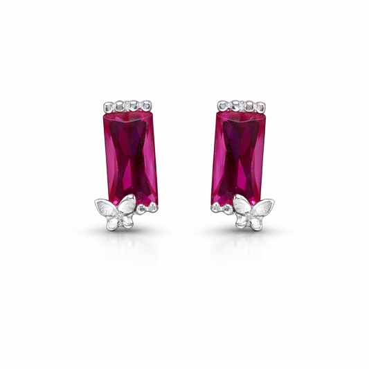 Rose Ruby Charm Studs