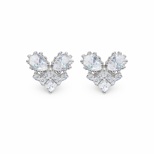Crystal Bloom Heart Studs