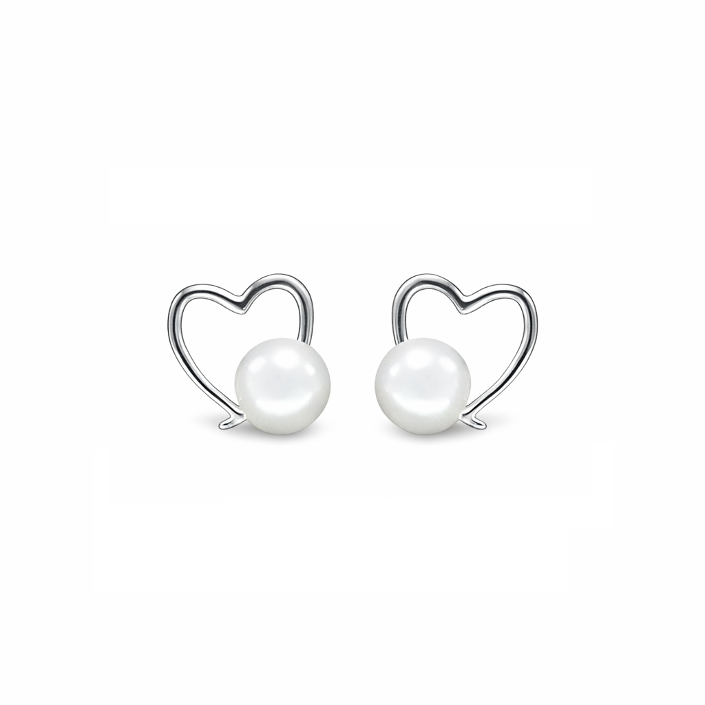 Delicate Pearl Heart Studs