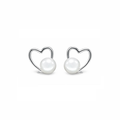 Delicate Pearl Heart Studs