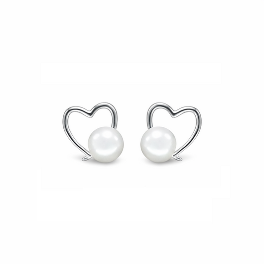 Delicate Pearl Heart Studs