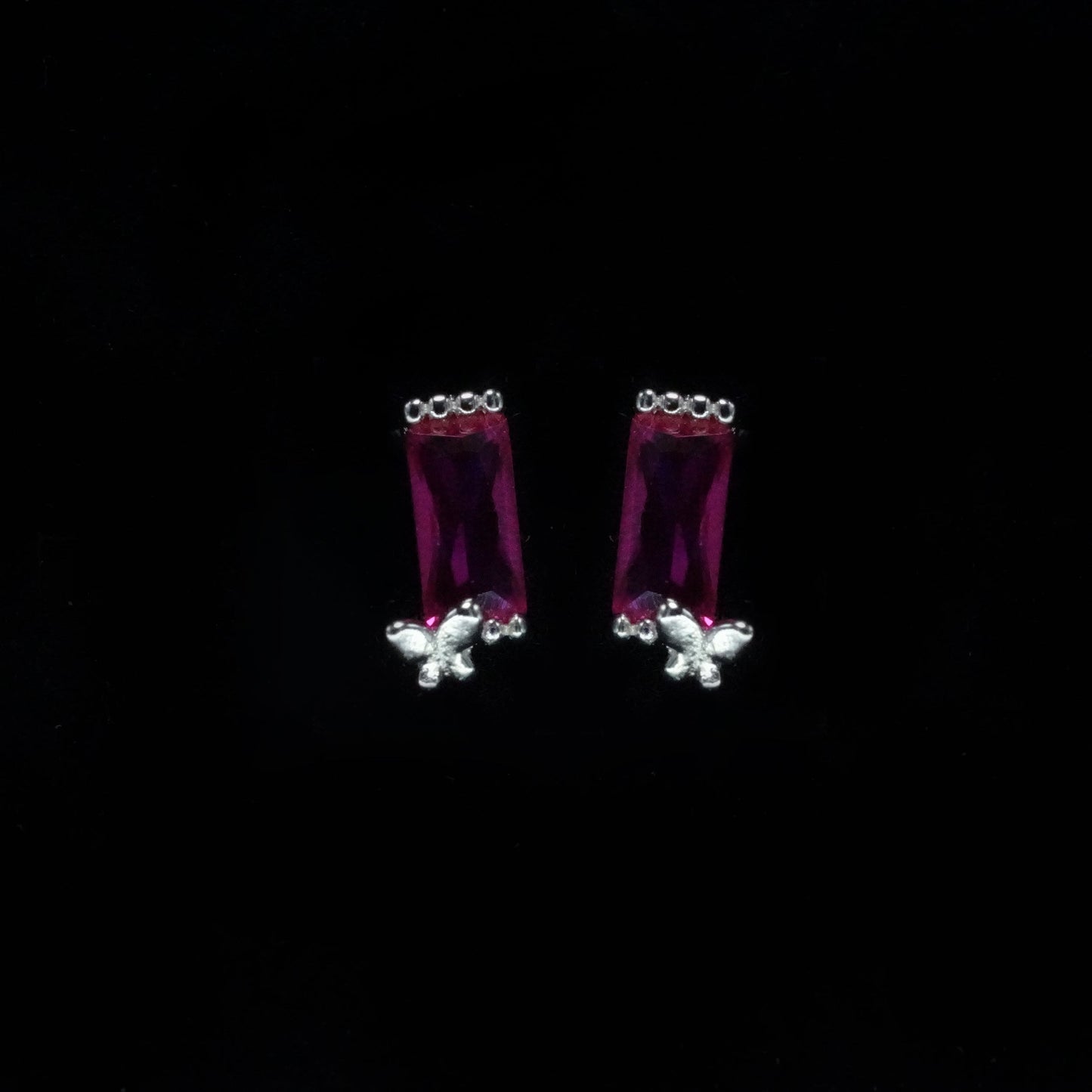 Rose Ruby Charm Studs