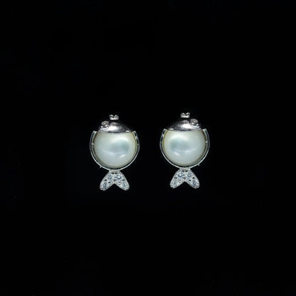 Little Pearl Fish Stud Earrings