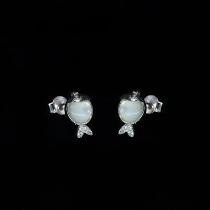 Little Pearl Fish Stud Earrings