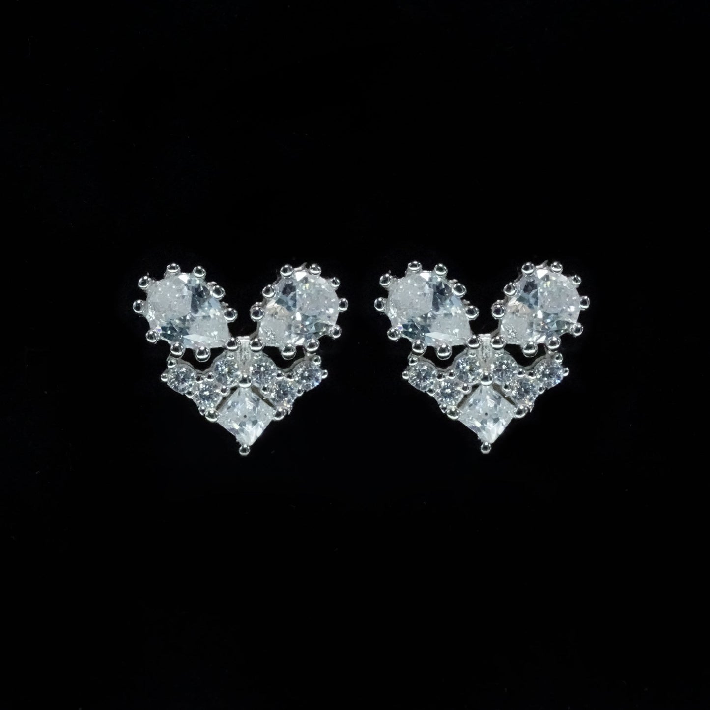 Crystal Bloom Heart Studs