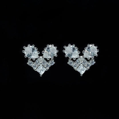 Crystal Bloom Heart Studs