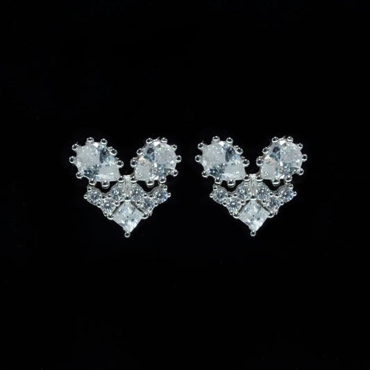 Crystal Bloom Heart Studs