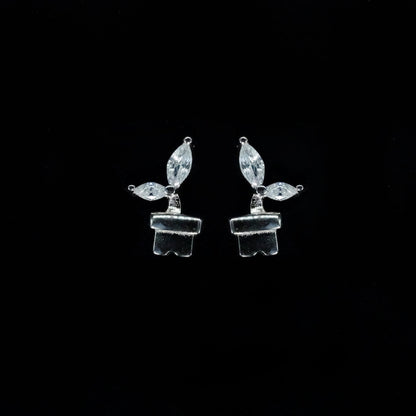Crystal Leaf Pot Studs