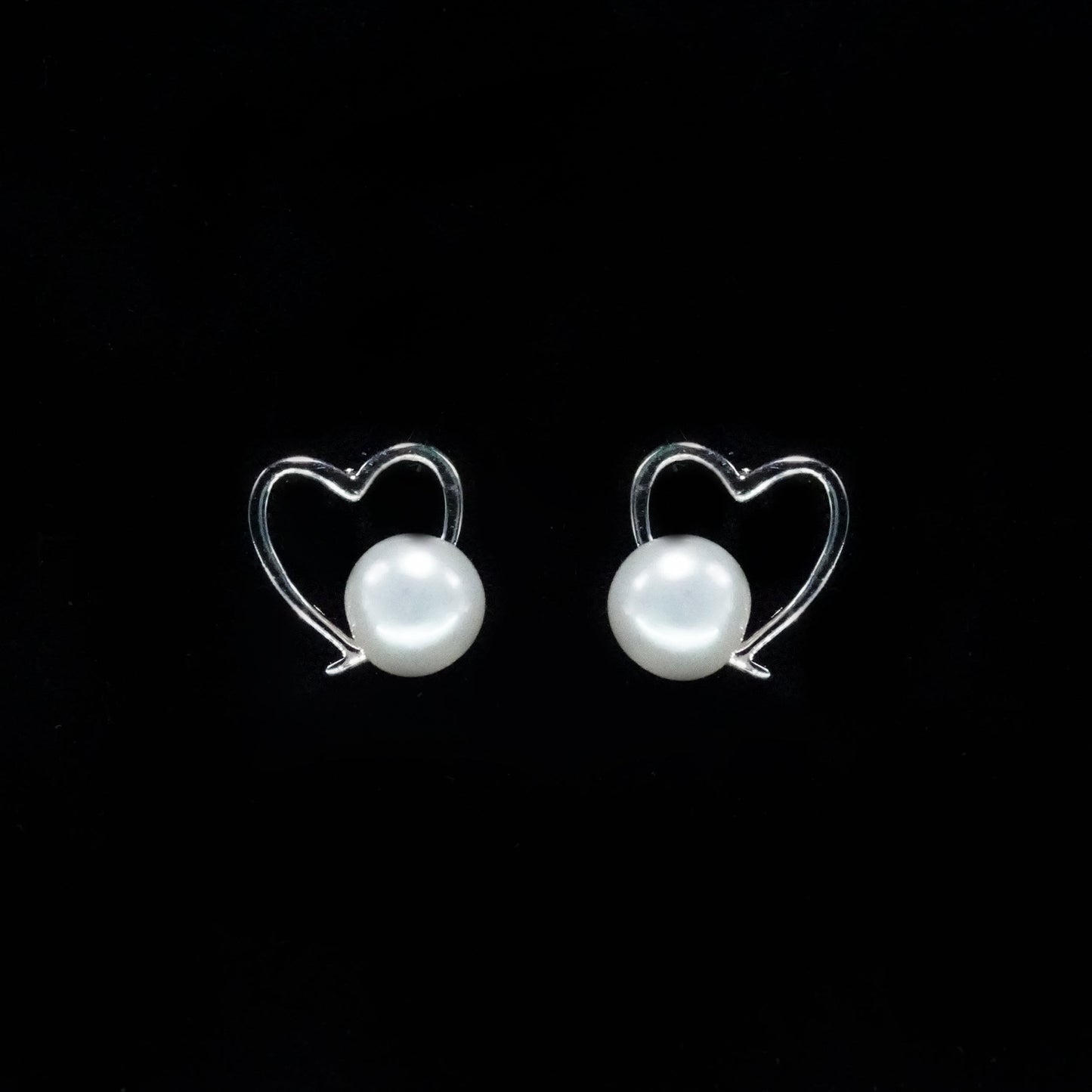 Delicate Pearl Heart Studs