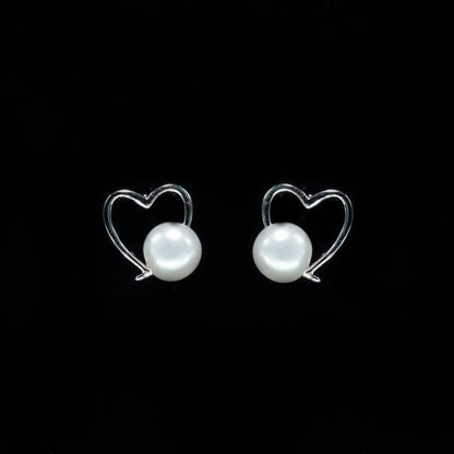 Delicate Pearl Heart Studs