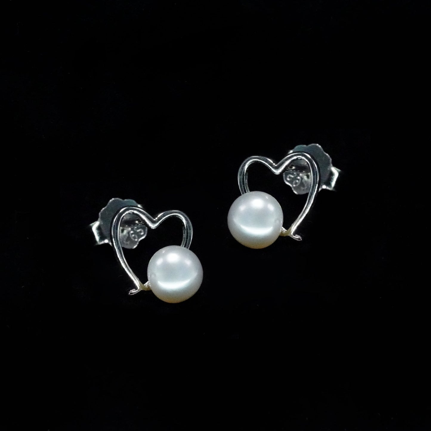 Delicate Pearl Heart Studs