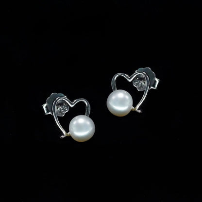 Delicate Pearl Heart Studs