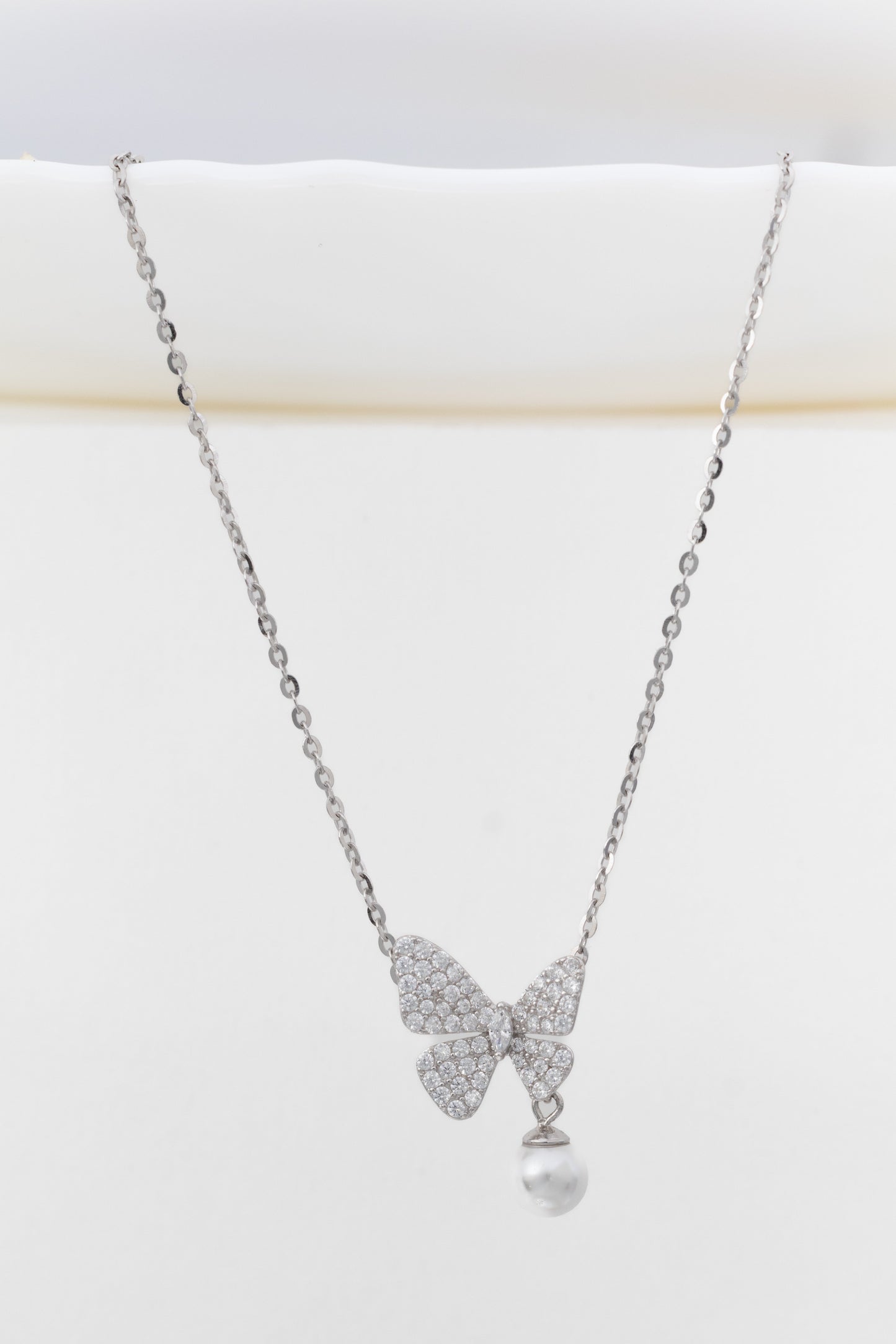 PearlFlutter Charm Butterfly Necklace