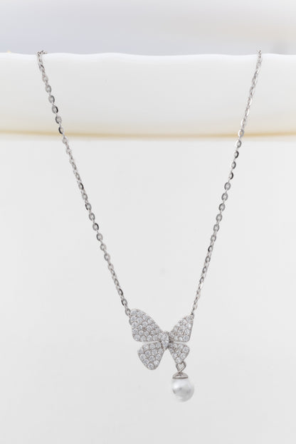 PearlFlutter Charm Butterfly Necklace