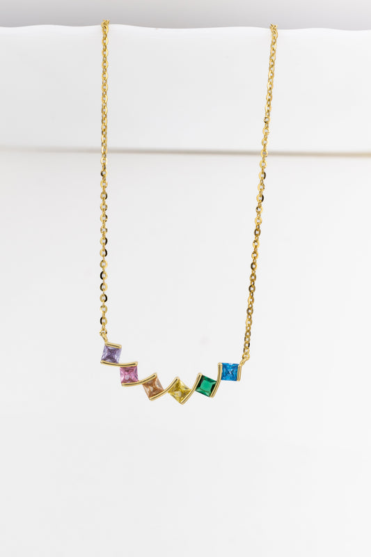 Rainbow Row Square Necklace