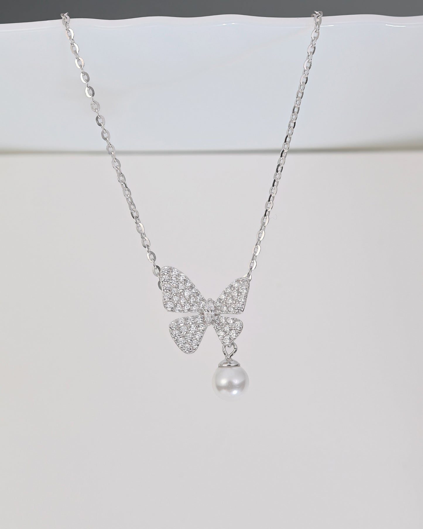 PearlFlutter Charm Butterfly Necklace