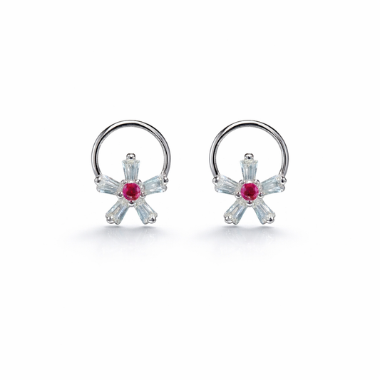 Ruby Bloom Stud Earrings