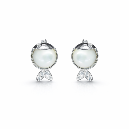 Little Pearl Fish Stud Earrings