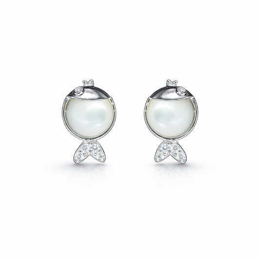 Little Pearl Fish Stud Earrings