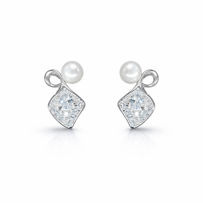 Pearl Leaf Spark Stud Earrings