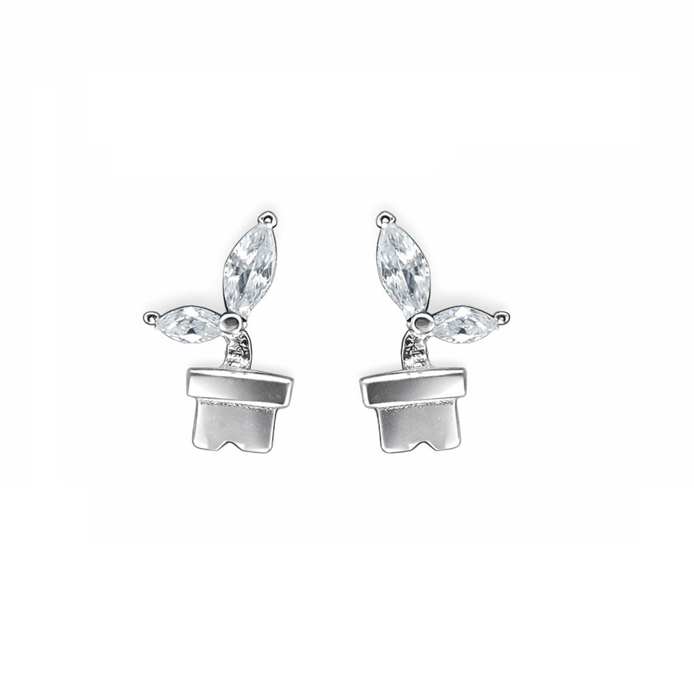 Crystal Leaf Pot Studs